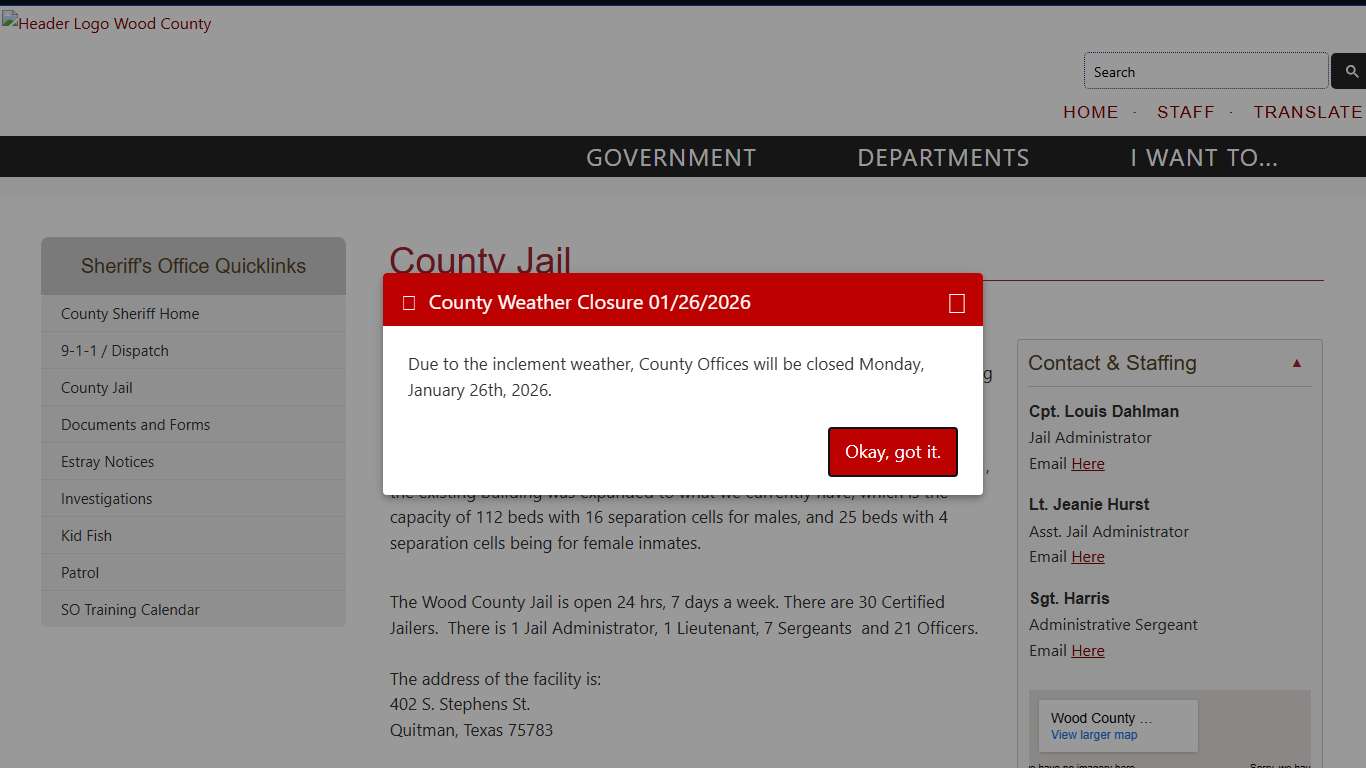 County Jail Wood County, Texas
