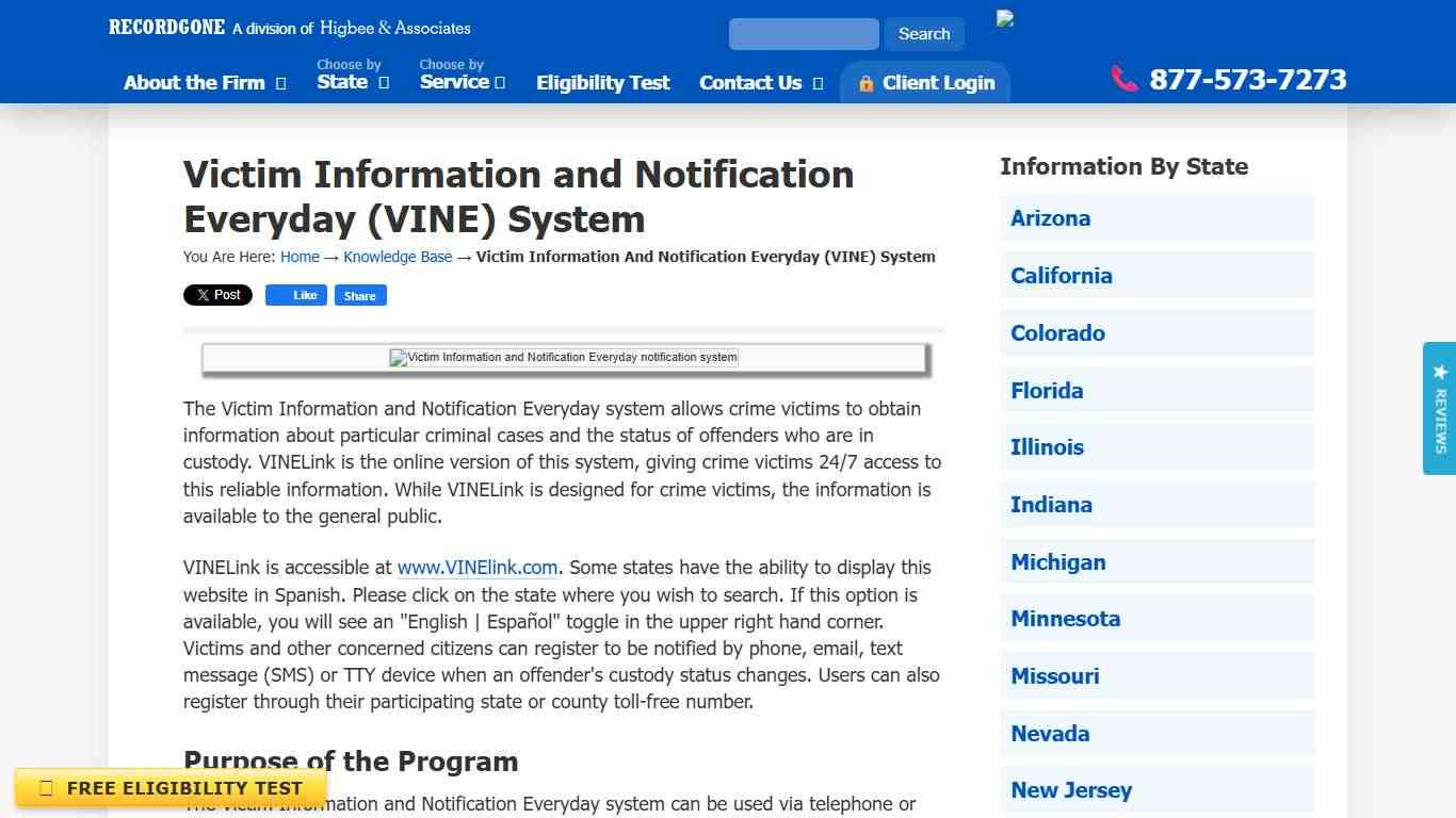 Victim Information and Notification Everyday (VINE) System
